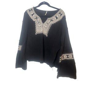 Free‎ People Pullover Sweater Bell Sleeves Embroidery - M